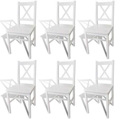 Sillas de comedor 6 unidades madera de pino blanco