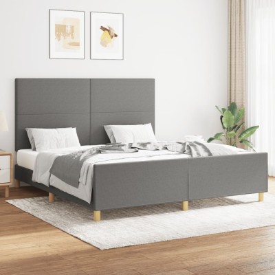 Cama sin colchón de tela gris oscuro 160x200 cm