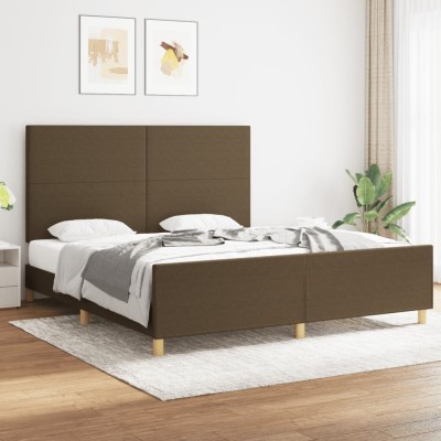 Cama sin colchón de tela marrón oscuro 180x200 cm