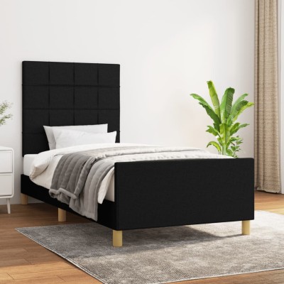 Estructura de cama sin colchón tela negro 80x200 cm
