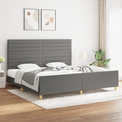 Cama sin colchón tela gris oscuro 200x200 cm