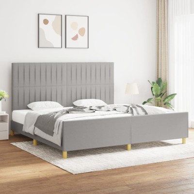 Cama sin colchón tela gris claro 200x200 cm