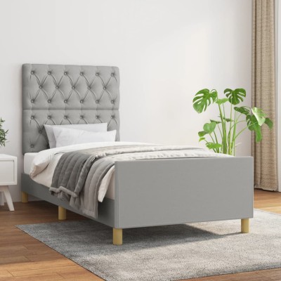 Estructura de cama sin colchón tela gris claro 80x200 cm