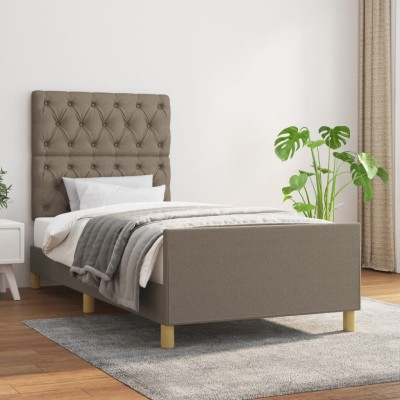 Estructura de cama sin colchón tela gris taupe 80x200 cm