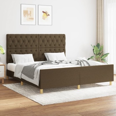 Cama sin colchón de tela marrón oscuro 160x200 cm