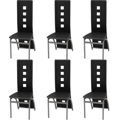 Sillas de comedor 6 unidades cuero sintético negro
