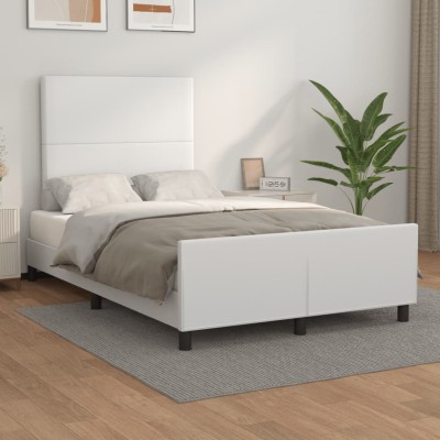 Estructura de cama sin colchón cuero sintético blanco 120x200cm