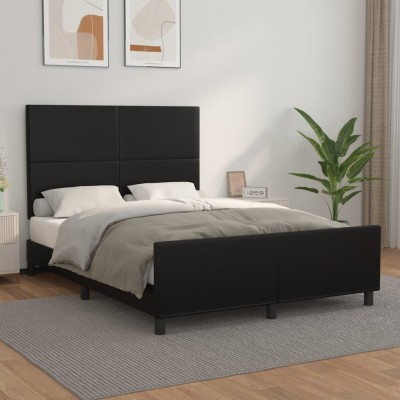 Estructura de cama sin colchón cuero sintético negro 140x190 cm