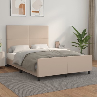 Estructura cama sin colchón cuero sintético capuchino 140x190cm