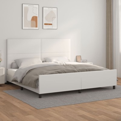 Estructura de cama sin colchón cuero sintético blanco 200x200cm