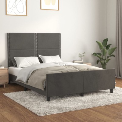 Estructura de cama sin colchón terciopelo gris oscuro 140x190cm