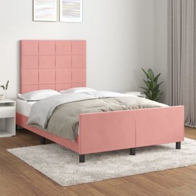 Estructura de cama sin colchón terciopelo rosa 120x200 cm