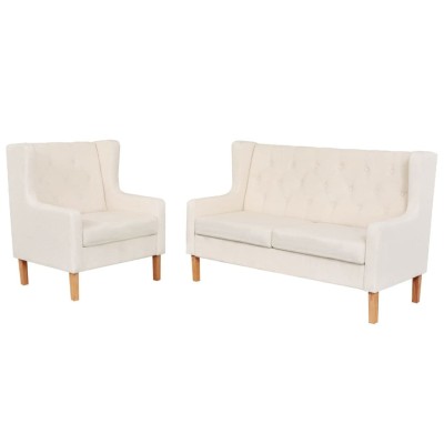 Conjunto de sofás 2 piezas tela blanco crema