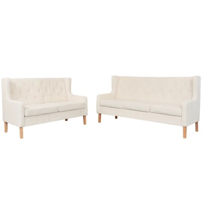 Conjunto de sofás 2 piezas tela blanco crema