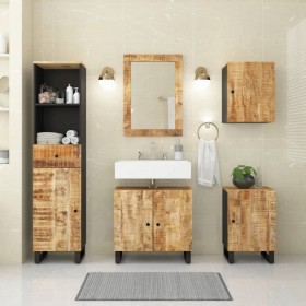 Conjunto de muebles de baño 5 piezas madera maciza de mango