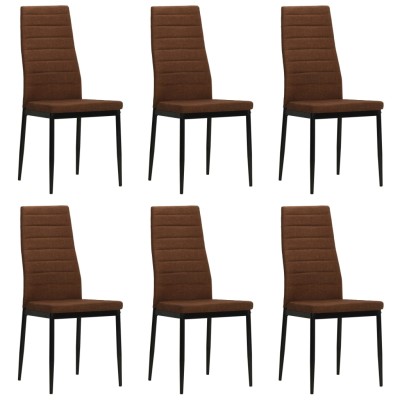 Sillas de comedor 6 unidades tela marrón