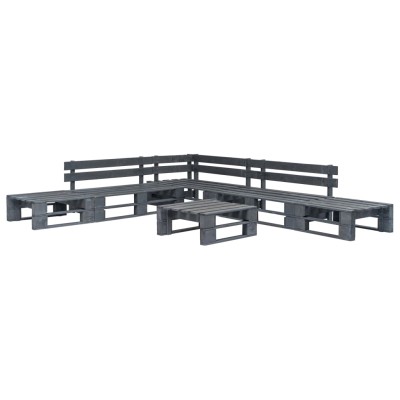 Set de muebles de palets para jardín 6 piezas madera gris