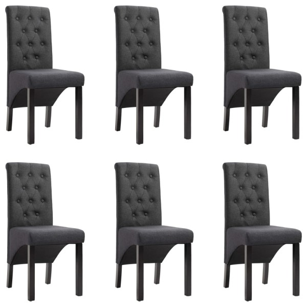 Sillas de comedor 6 unidades tela gris oscuro