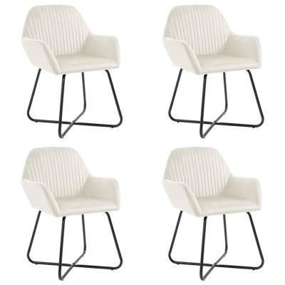 Sillas de comedor 4 unidades terciopelo crema