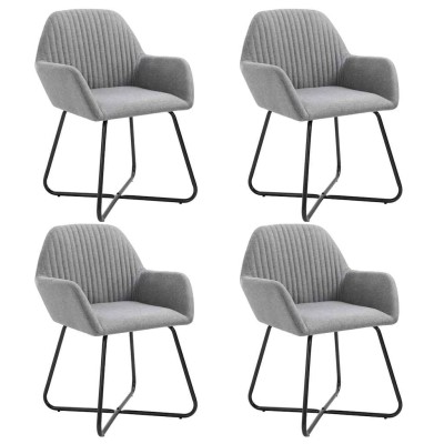 Sillas de comedor 4 unidades tela gris claro