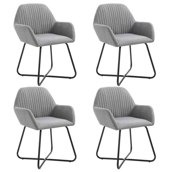 Sillas de comedor 4 unidades tela gris claro