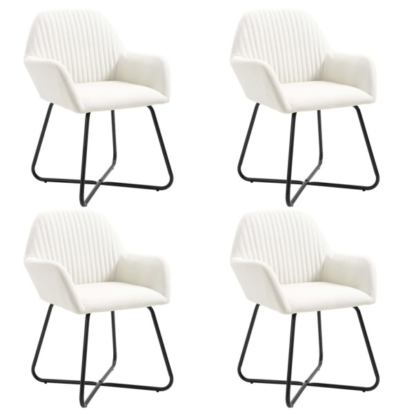 Sillas de comedor 4 unidades tela color crema