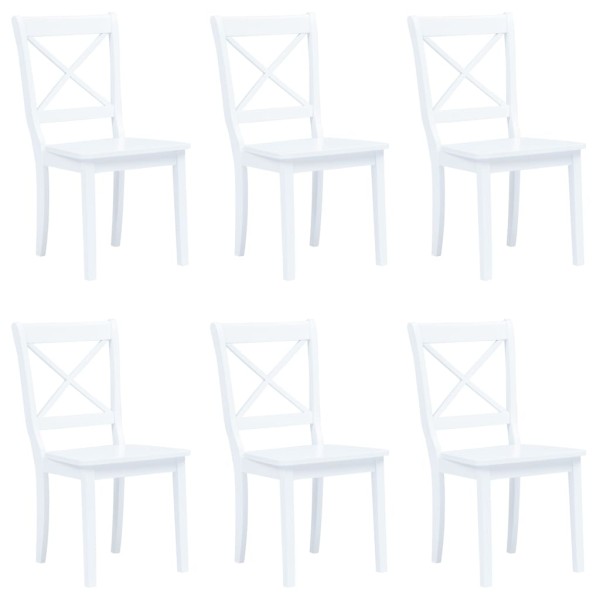 Sillas de comedor 6 unidades madera maciza de caucho blanco