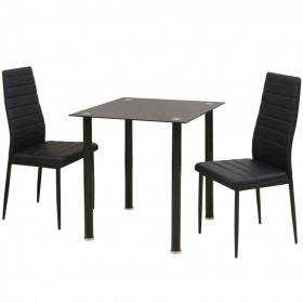 Conjunto de mesas y sillas de comedor de tres piezas negro