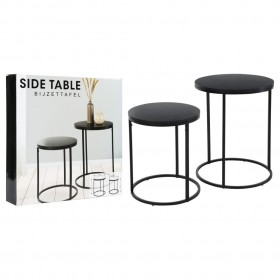 H&S Collection Set de mesas auxiliares 2 pzas superficie madera negro