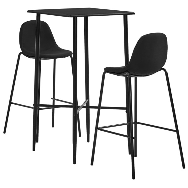 Juego de mesa alta y taburetes 3 piezas tela negra