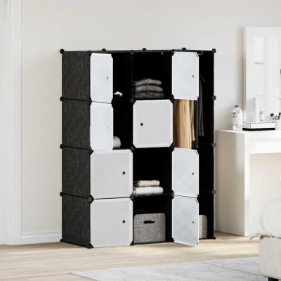 vidaXl Armario modular 9 compartimentos negro y blanco 109x36,5x143 cm