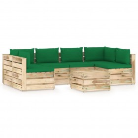 Banco de jardín madera de teca con cojín verde brillante 112 cm