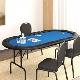 Mesa de póquer plegable para 10 jugadores azul 206x106x75 cm