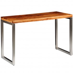 Mesa de salón o escritorio madera sheesham con patas de acero