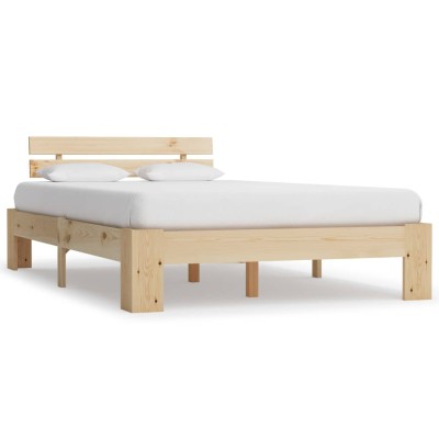 Estructura de cama sin colchón madera maciza de pino 120x200 cm