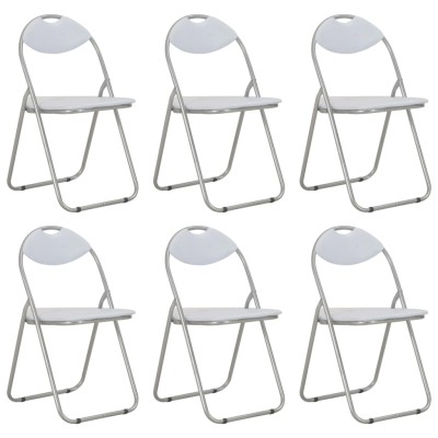 Sillas de comedor plegables 6 unidades cuero sintético blanco