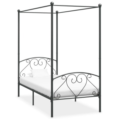 Estructura cama con dosel sin colchón metal gris 120x200 cm