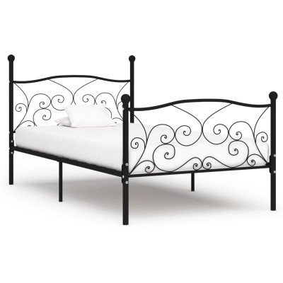 Estructura cama con somier sin colchón metal negro 90x200 cm