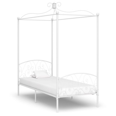 Estructura de cama con dosel sin colchón metal blanco 90x200 cm