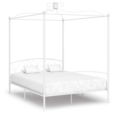 Estructura de cama con dosel sin colchón metal blanco 180x200cm