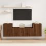 Set de muebles para TV 3 pzas madera contrachapada roble marrón