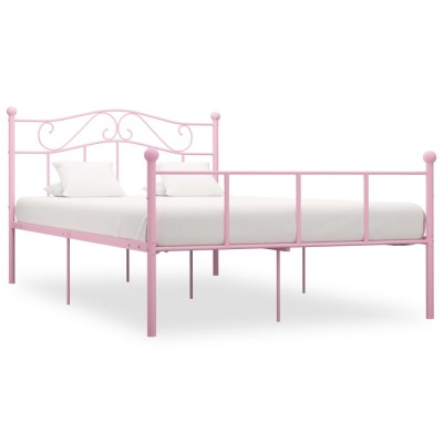 Estructura de cama sin colchón metal rosa 140x200 cm