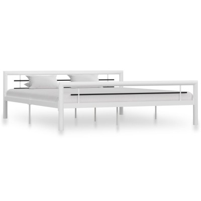 Estructura de cama sin colchón metal blanco y negro 180x200 cm