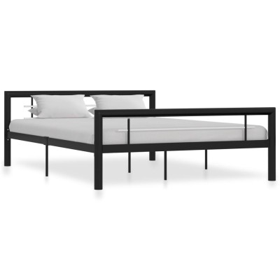 Estructura de cama sin colchón metal blanco y negro 120x200 cm
