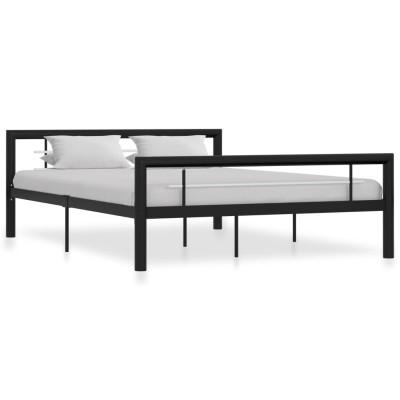 Estructura de cama sin colchón metal blanco y negro 140x200 cm