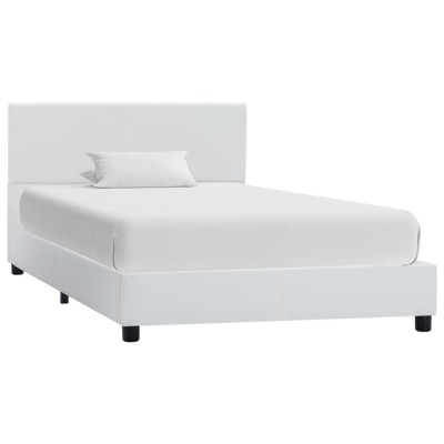 Estructura de cama sin colchón cuero sintético blanco 90x200 cm