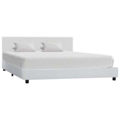 Estructura de cama sin colchón cuero sintético blanco 120x200cm
