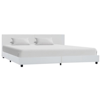 Estructura de cama de cuero sintético blanco 180x200 cm