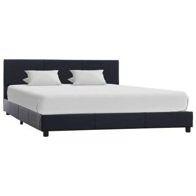 Estructura de cama sin colchón cuero sintético negro 120x200 cm