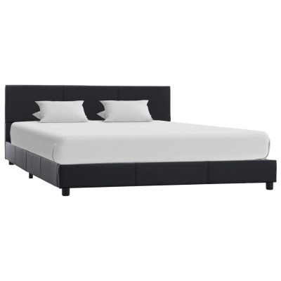 Estructura de cama sin colchón cuero sintético negro 140x200cm
